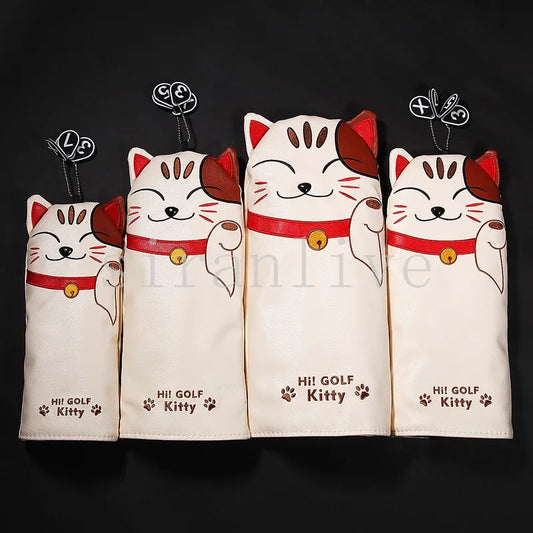 Money Cat PU Leather Golf Headcover Driver FW UT Utility Cover