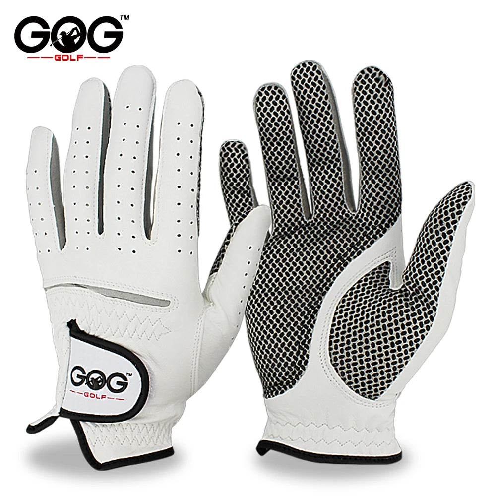 10pcs Men's Leather Golf Gloves Left/Right Hand White Grip