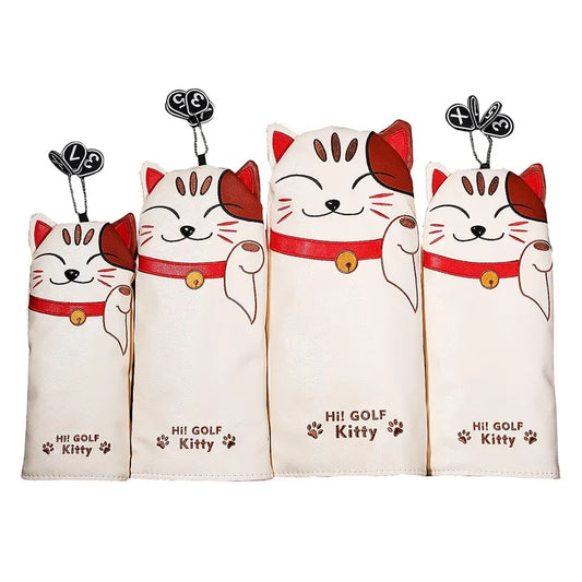 Money Cat PU Leather Golf Headcover Driver FW UT Utility Cover