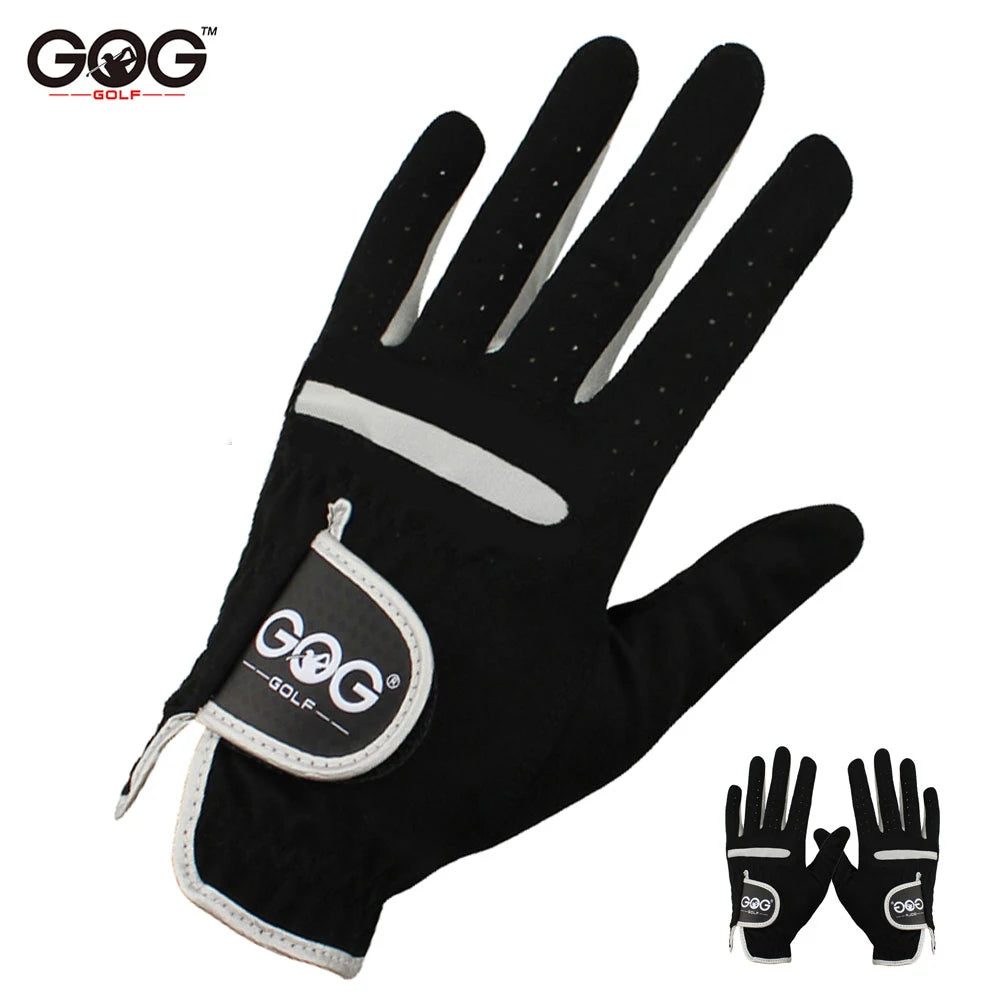 GOG Men's Golf Glove Microfiber Breathable Black Left/Right Hand
