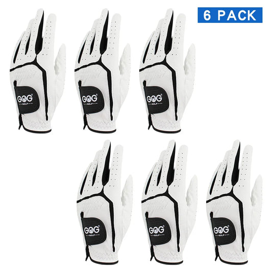 6pcs GOG Men's Sheepskin Golf Gloves Breathable Non-Slip Left Hand