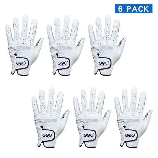 6pcs Men's Sheepskin Golf Gloves Genuine Leather Breathable Grip