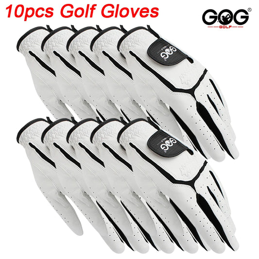 10pcs GOG Men's Sheepskin Golf Gloves Genuine Leather Left Hand